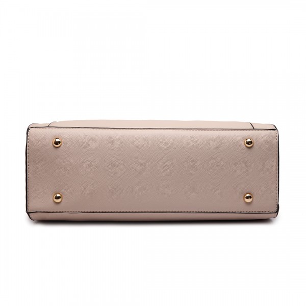 LT1650 - Miss Lulu Textured Leather Look Square Pocket Shoulder Handbag Beige LT1650 - Miss Lulu Textured Leather Look Square Pocket Shoulder Handbag Beige